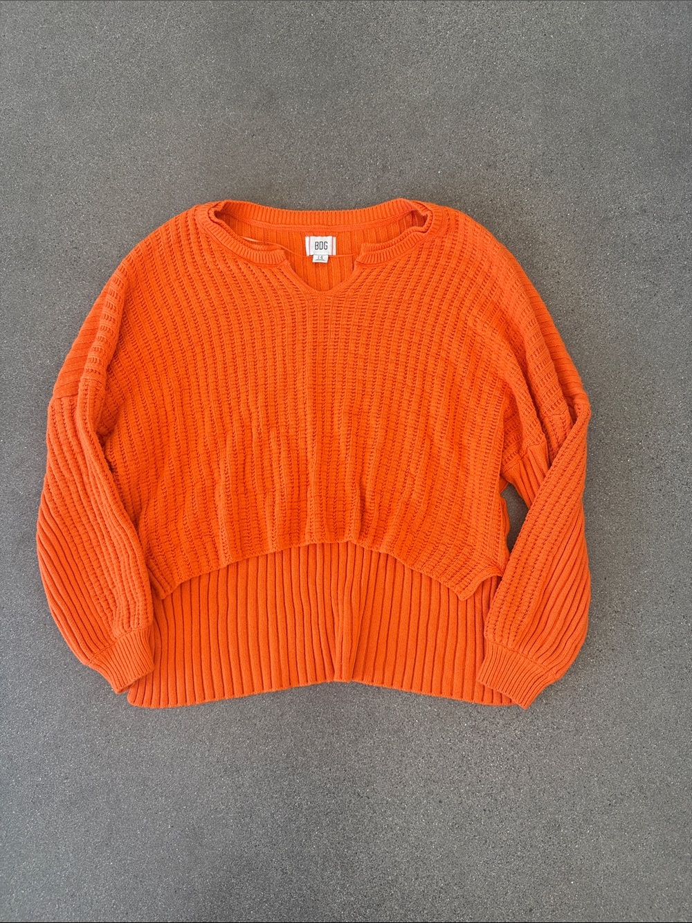 BDG Bright Orange Cropped Ribbed Knit Sweater